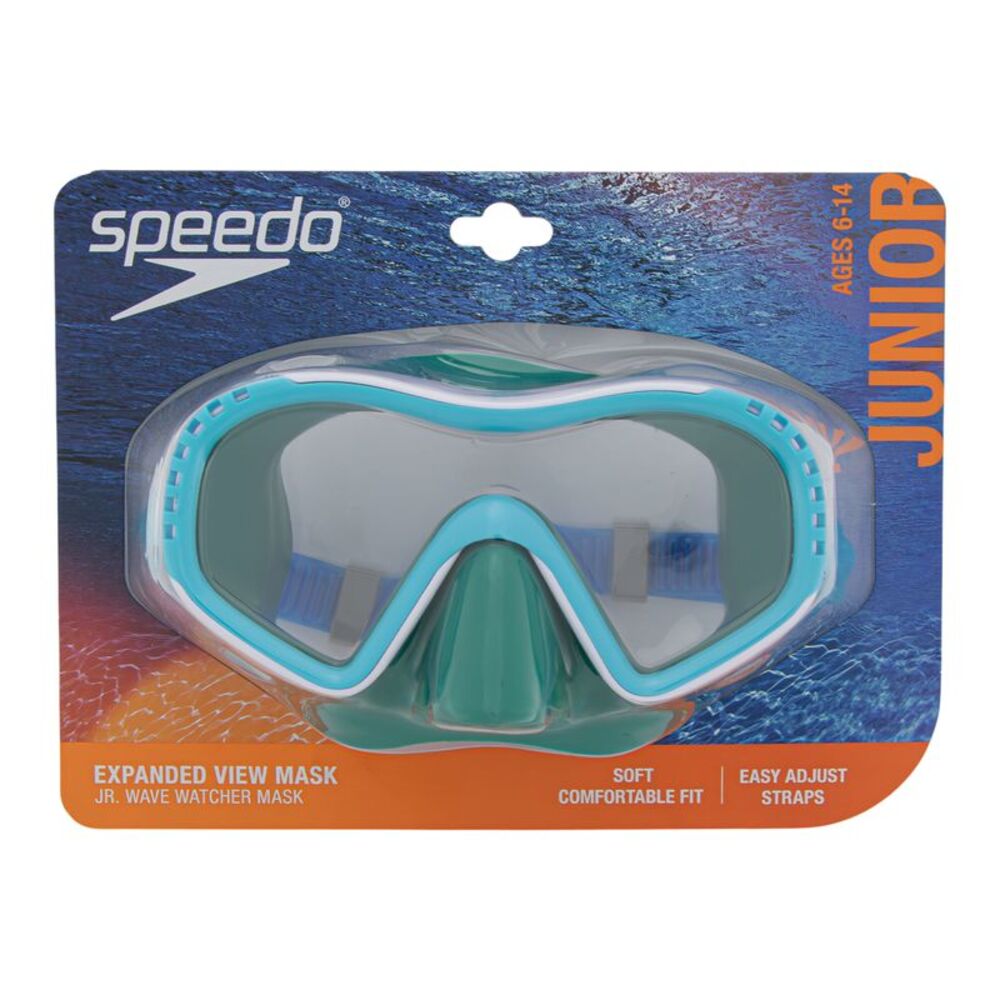 Speedo Junior Wave Watcher Mask Goggles for Ages 6-14, White/Grey/Teal